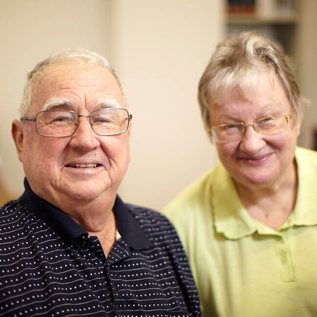 Elderly couple smiling